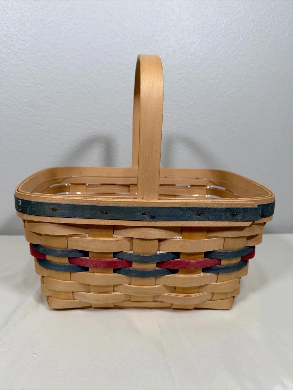 Vintage 1991 Longaberger All Purple Basket Natural Wood Spring Easter Trim 9.5x5